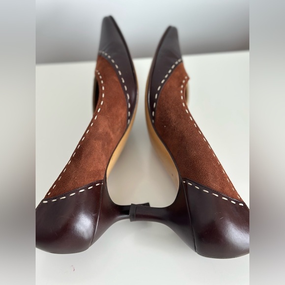Salvatore Ferragamo Multicolor Suede & Leather Pointed Toe Pumps - Picture 7 of 7